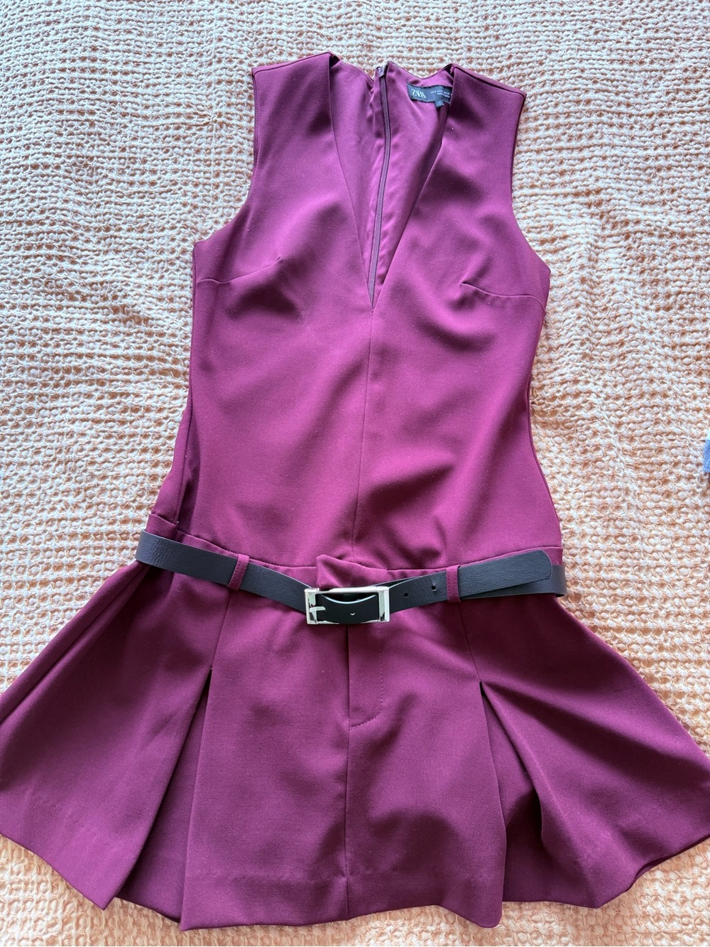 Zara Plum Sleeveless Mini Dress with Belt
